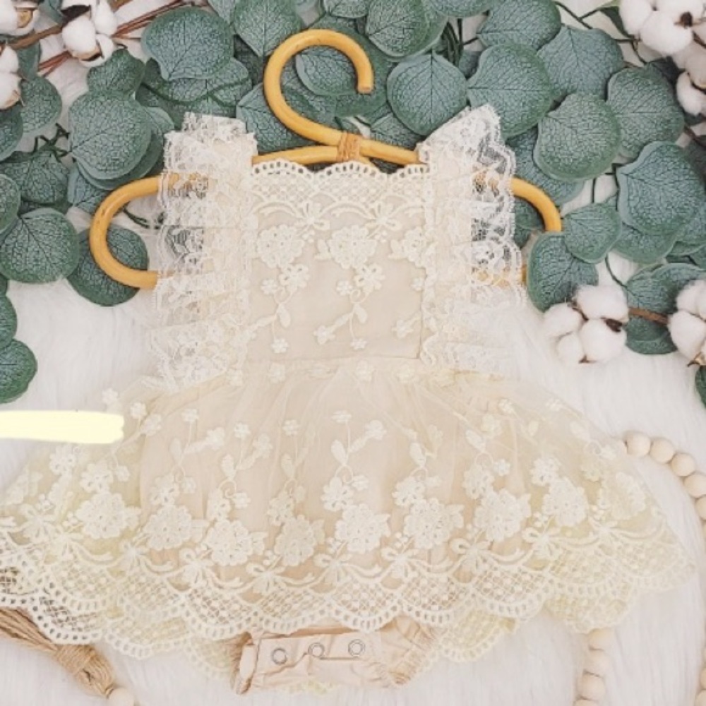 Charming Lace Baby Dress in Ivory - Picture 3 of 3